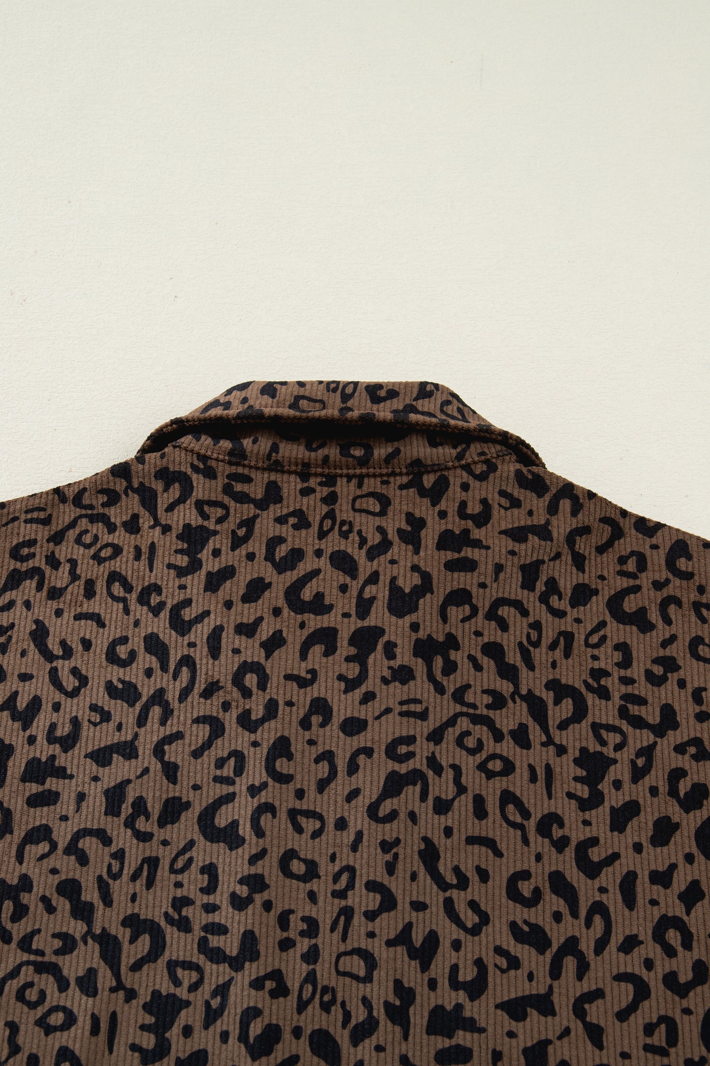 Leopard Print Quarter Zip Corduroy Sweatshirt
