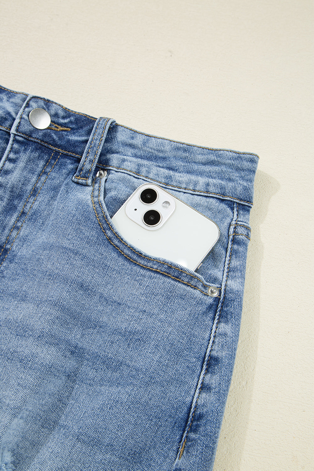 Distressed Denim Midi Skirt