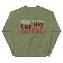 Load image into Gallery viewer, Crewneck | But First Coffee | Good Vibes And Hot Coffee
