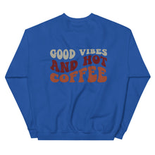 Load image into Gallery viewer, Crewneck | But First Coffee | Good Vibes And Hot Coffee
