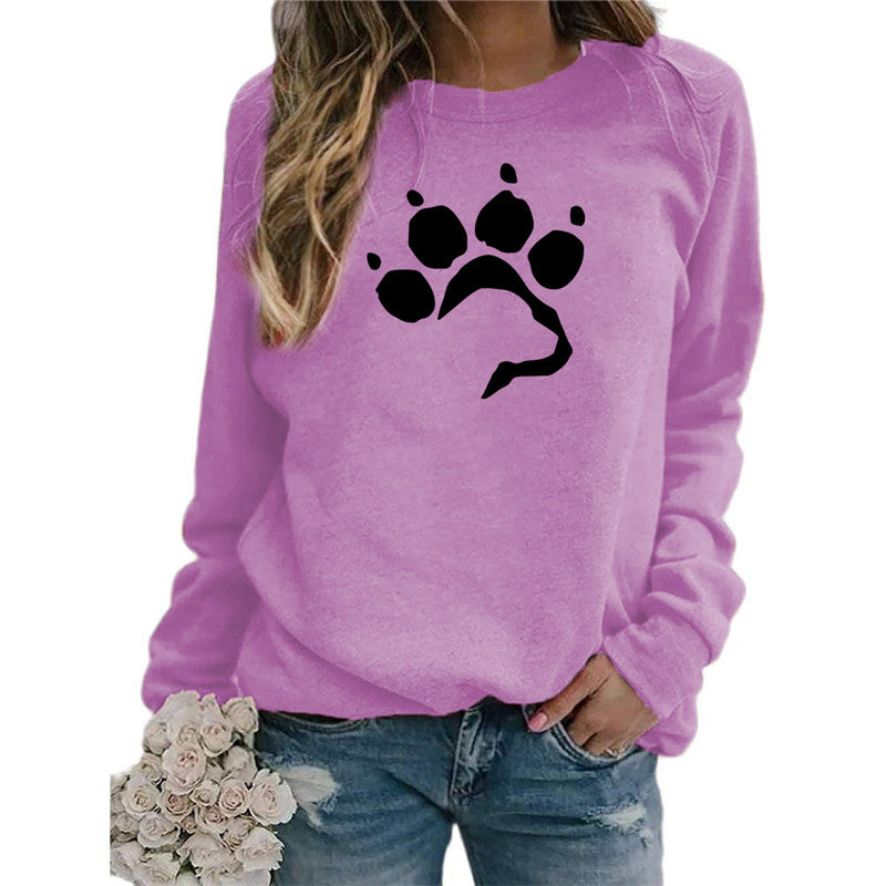 Love Dog Foot Print Crew Sweater