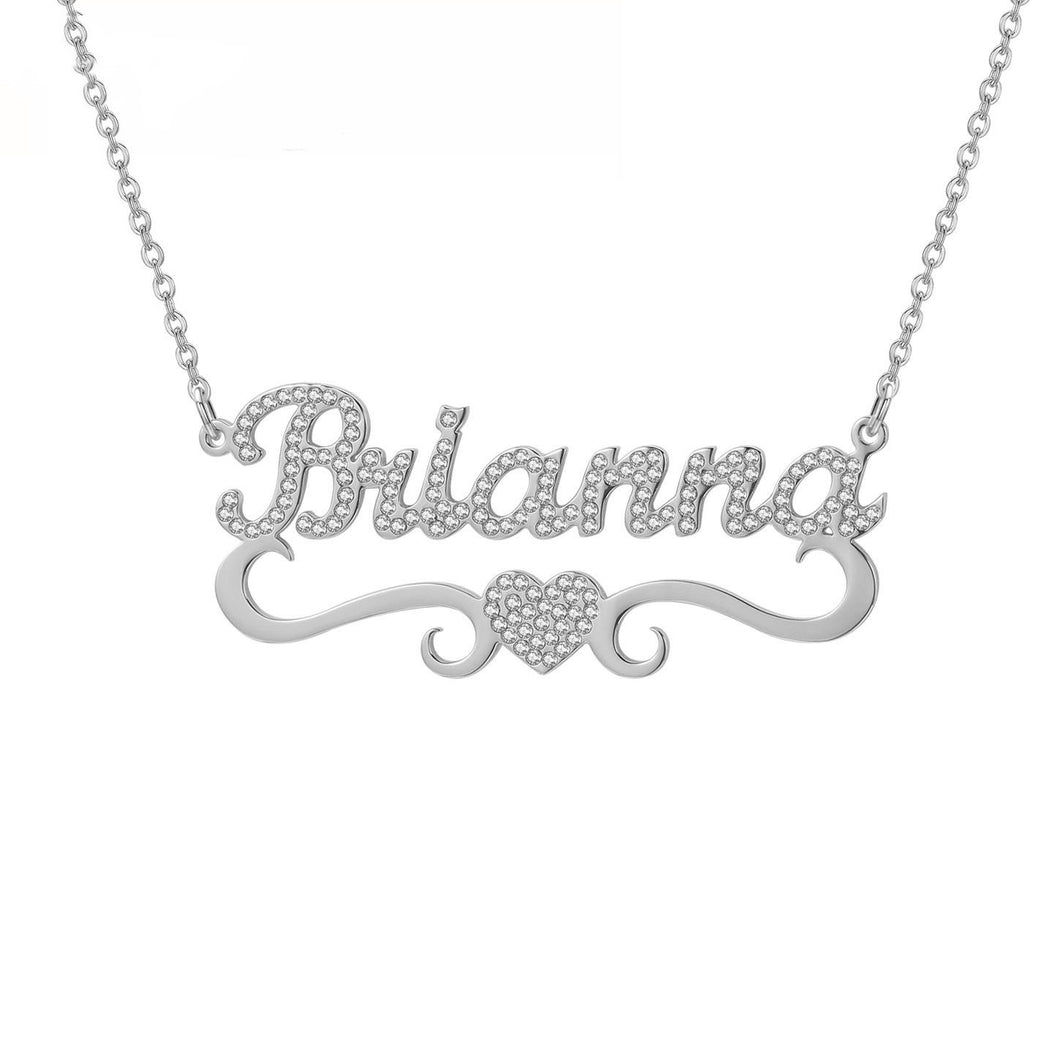 Personalized Heart Iced Out Name Necklace