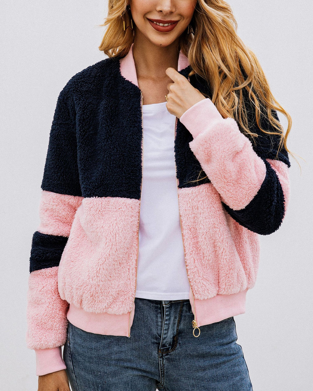 Black & Pink Zip Up Sweater