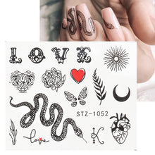 Load image into Gallery viewer, Personality Python Dark Letter Transfer Nail Sticker

