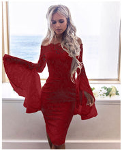 Load image into Gallery viewer, Off Shoulders Flare Sleeve Lace Dress
