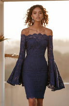Load image into Gallery viewer, Off Shoulders Flare Sleeve Lace Dress
