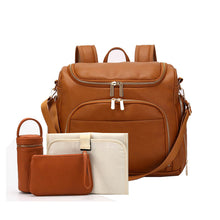 Load image into Gallery viewer, PU Leather Four-Piece Diaper Bag
