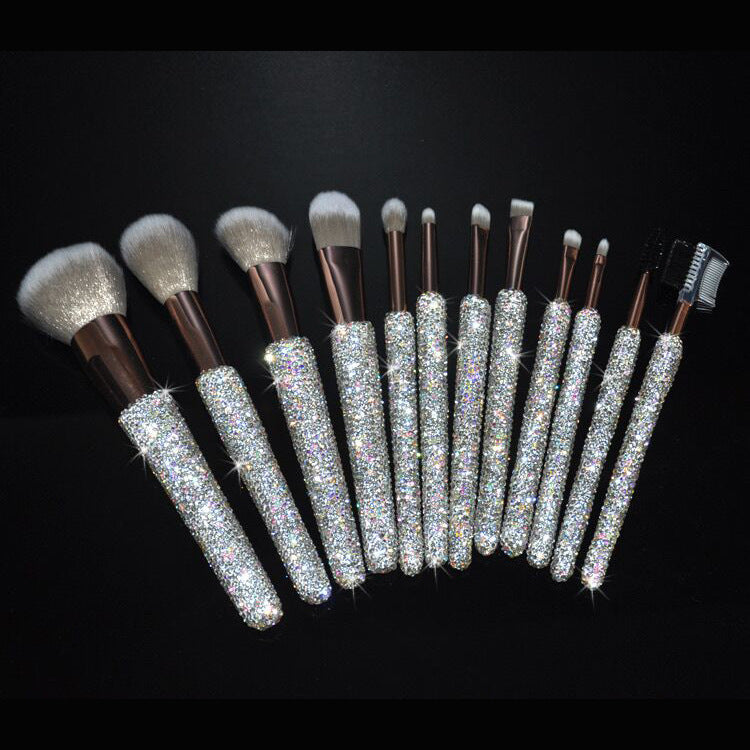 Diamond-Studded Makeup Brush Set Of 12