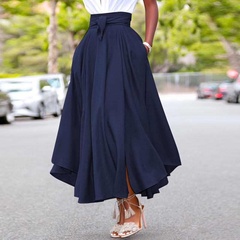 Vintage Zipper Long Maxi Skirt