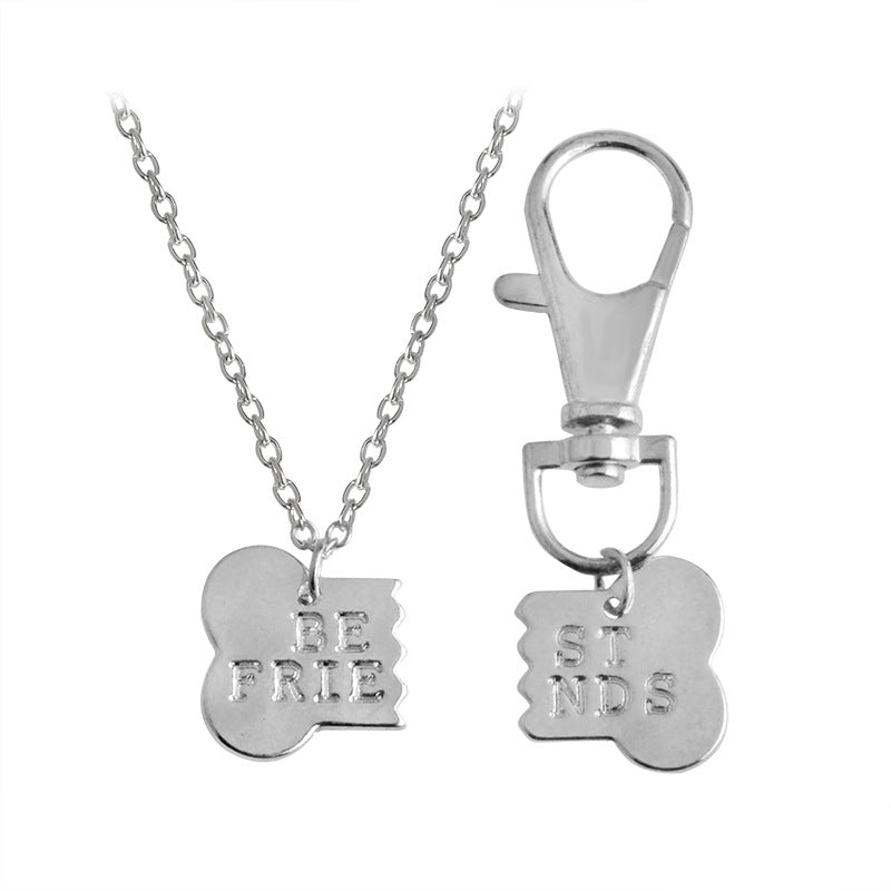 Best Friend Dog Bone Pendant Necklace Set