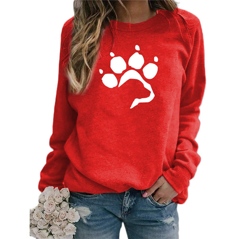 Love Dog Foot Print Crew Sweater