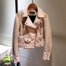 Load image into Gallery viewer, Leather Plush Motorcycle Jacket
