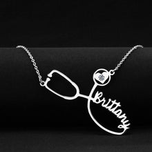 Load image into Gallery viewer, Customized Stainless Steel Stethoscope Name Necklace
