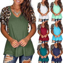 Load image into Gallery viewer, Leopard V-Neck Short Sleeve Top

