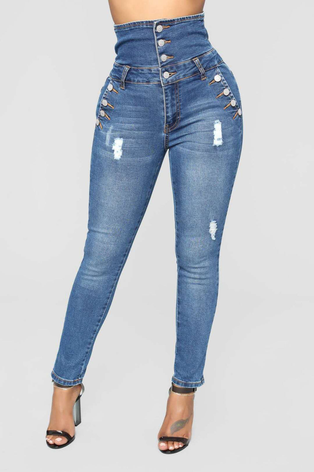 Ripped High Waist Skinny Pencil Jeans