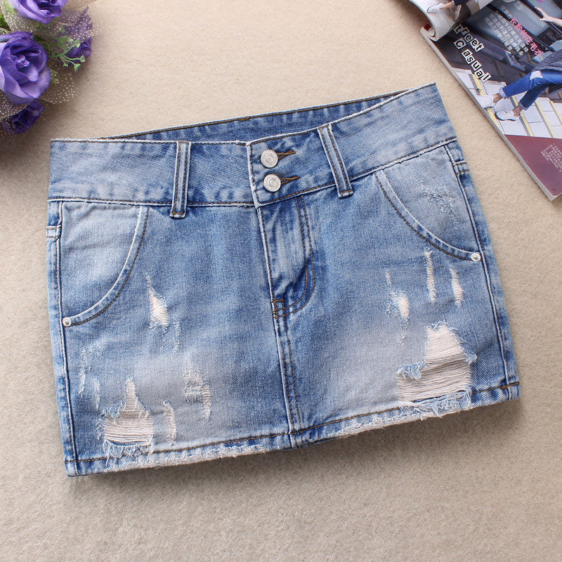 Light Blue Denim Short Skirt