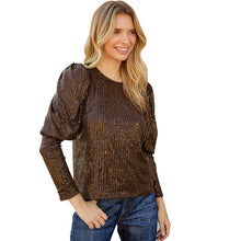 Load image into Gallery viewer, Brown Elegant Sequined Top
