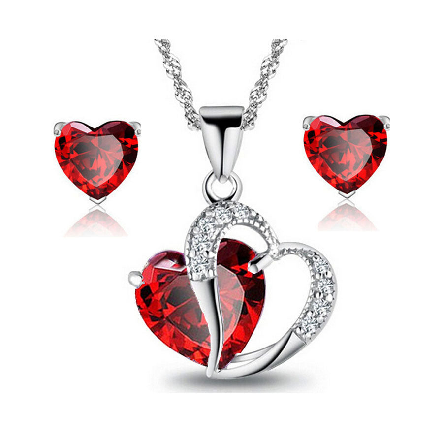 Heart Necklace Earrings Set