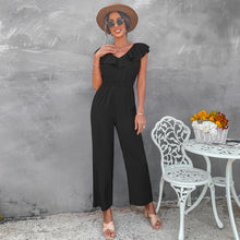 Load image into Gallery viewer, European And American Women&#39;s Solid Color Open Back Jumpsuit Summer Off Shoulder Casual Sundress Women Beachwear Jumpsuit Ruffle High Waist Jumpsuits Female Overalls Body Mujer
