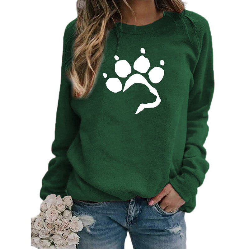 Love Dog Foot Print Crew Sweater