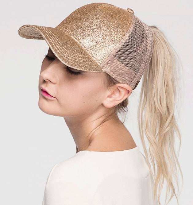 Glitter Ponytail Hat