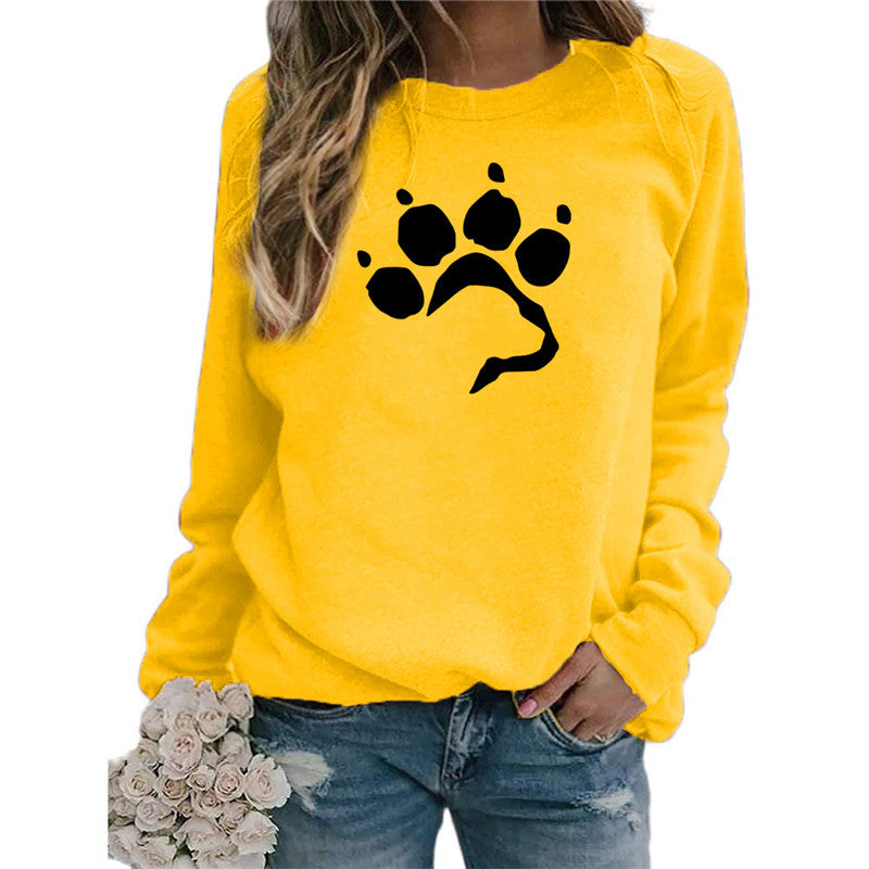 Love Dog Foot Print Crew Sweater