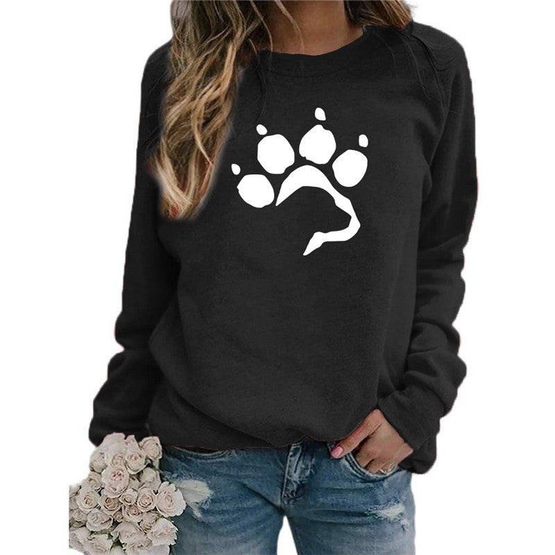 Love Dog Foot Print Crew Sweater