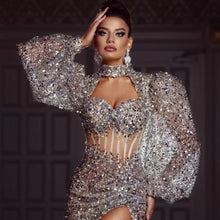 Load image into Gallery viewer, Stunning Sequin Puff Sleeve Dress
