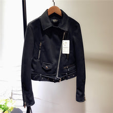 Load image into Gallery viewer, Leather Plush Motorcycle Jacket
