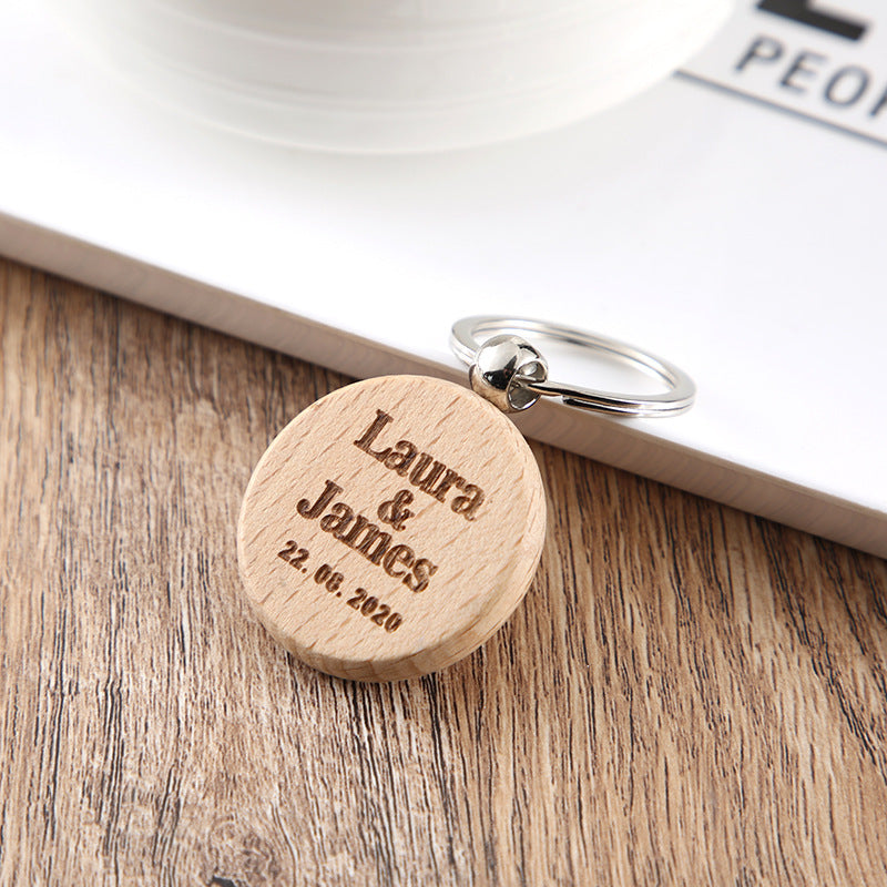 Wooden Engraved Letter Name Keychain