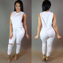 Load image into Gallery viewer, Solid Color Drawstring One-Piece Zipper Jumpsuit
