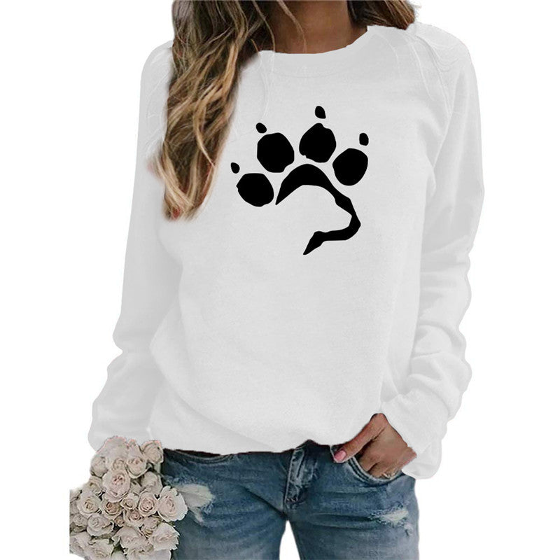 Love Dog Foot Print Crew Sweater