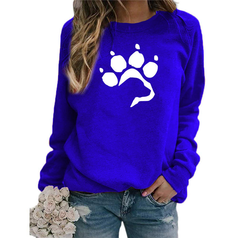 Love Dog Foot Print Crew Sweater