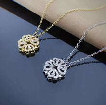 Load image into Gallery viewer, Magnetic Folding Heart Shaped Four Leaf Clover Pendant Necklace
