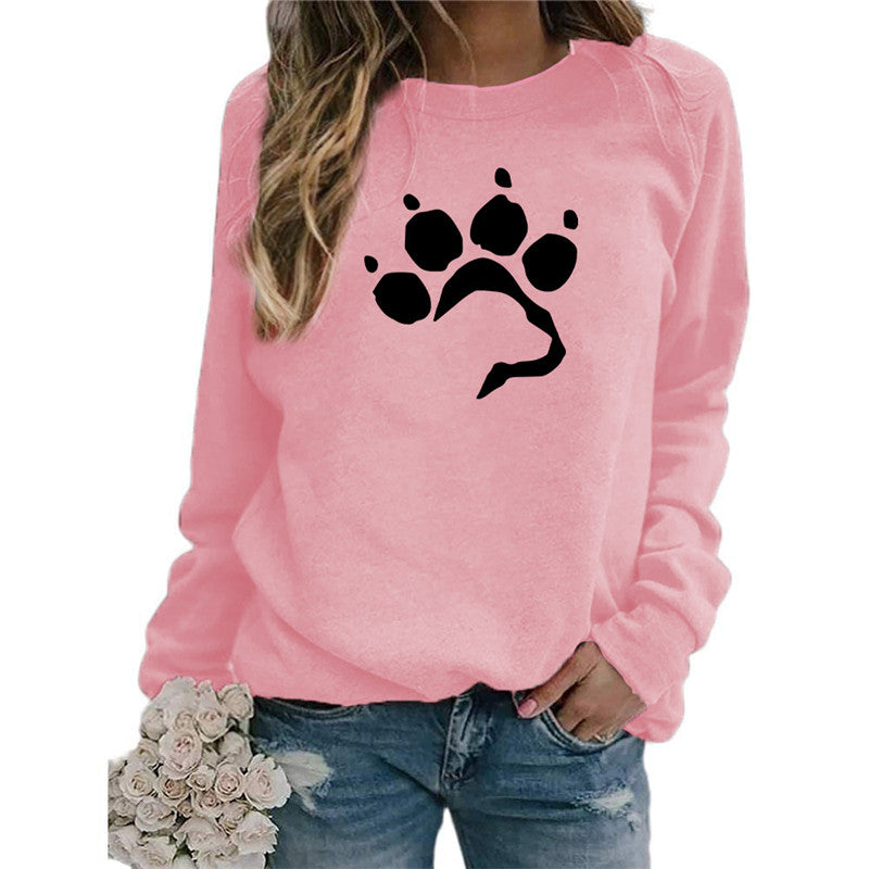 Love Dog Foot Print Crew Sweater