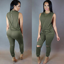 Load image into Gallery viewer, Solid Color Drawstring One-Piece Zipper Jumpsuit
